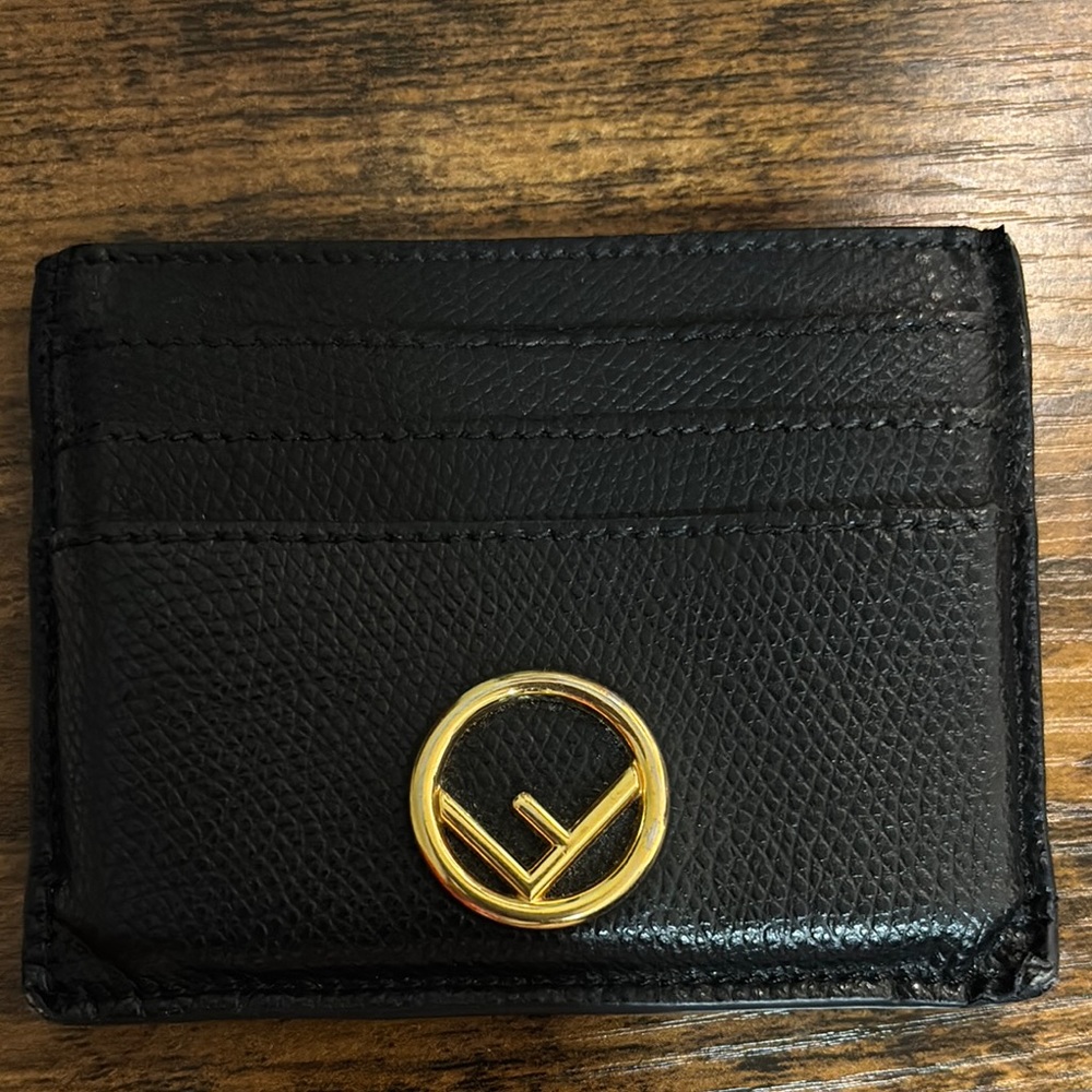 Fendi Black and Gold Leather Wallet